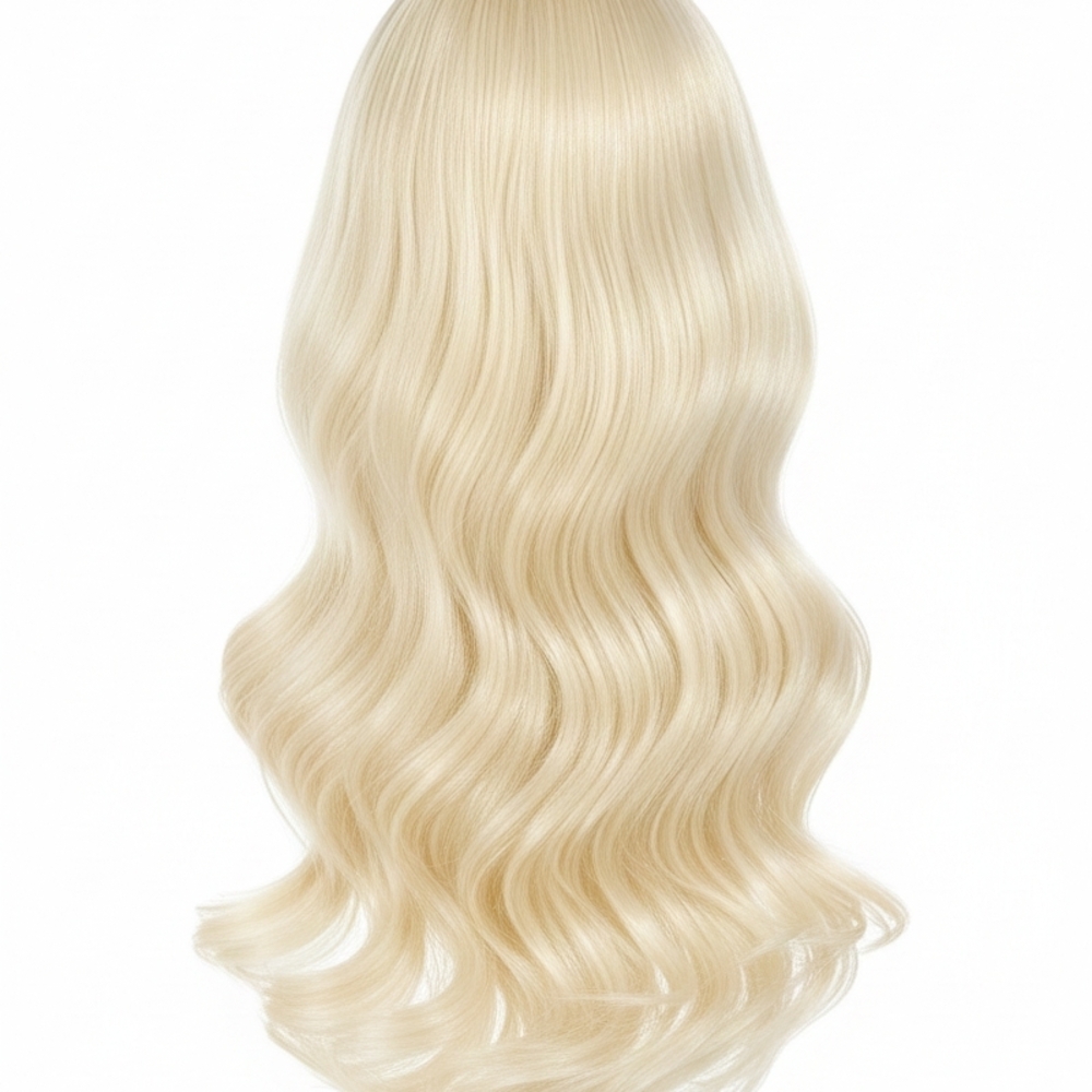 New Luxurious Platinum Blonde Wavy Hair Extension Wig Hair Piece